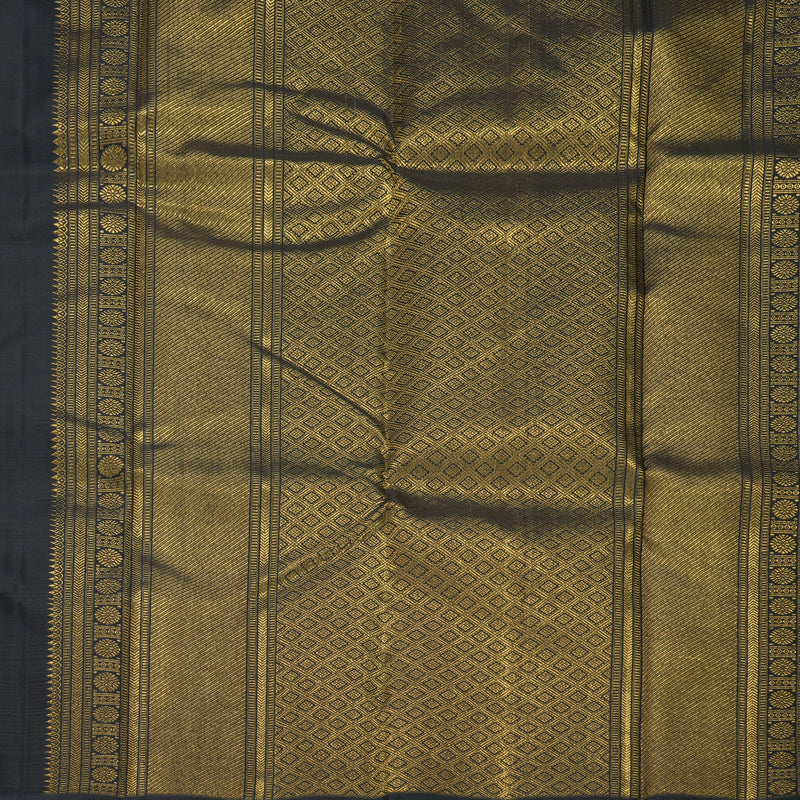 Hayagrivas Handloom Black &amp; Lilac Checks Kanjivaram Silk Saree KBF211E24-1