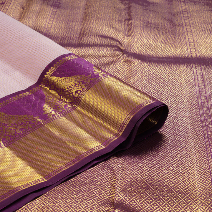 Hayagrivas Handloom Onion Pink Kanjivaram Silk Saree with Purple Border KBF211E25-1