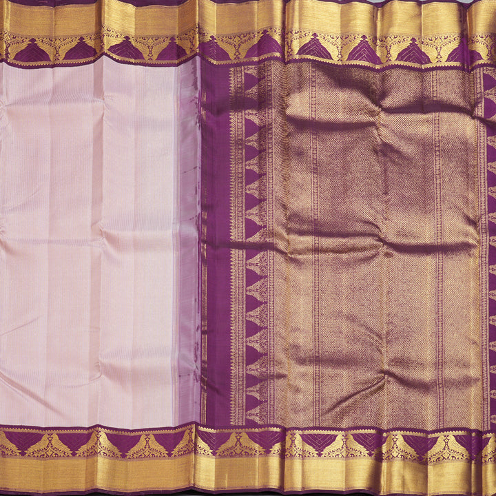 Hayagrivas Handloom Onion Pink Kanjivaram Silk Saree with Purple Border KBF211E25-1