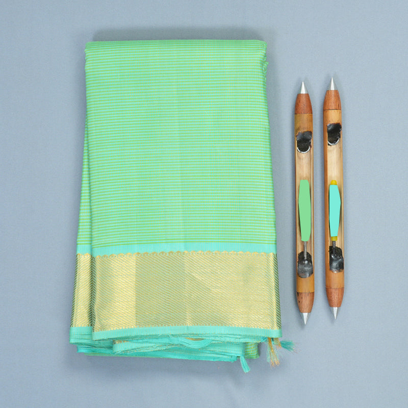 Hayagrivas Handloom Sea Blue &amp; Green (Kasa Kasa Kattam) Kanjivaram Silk Saree KBF211E3-1