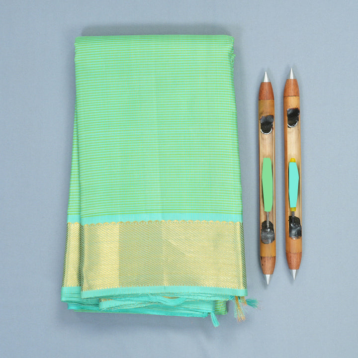 Hayagrivas Handloom Sea Blue &amp; Green (Kasa Kasa Kattam) Kanjivaram Silk Saree KBF211E3-1