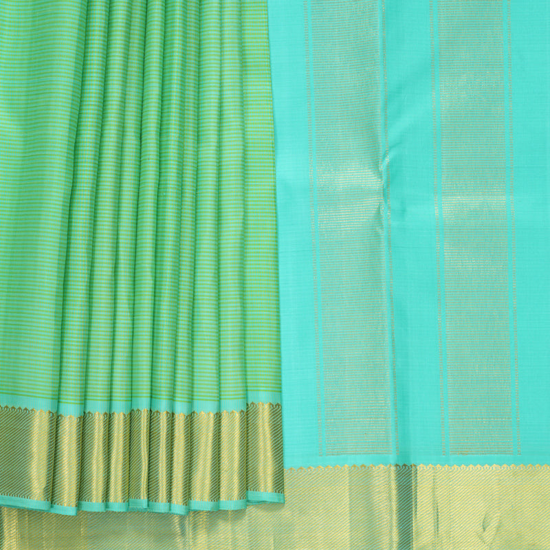 Hayagrivas Handloom Sea Blue &amp; Green (Kasa Kasa Kattam) Kanjivaram Silk Saree KBF211E3-1