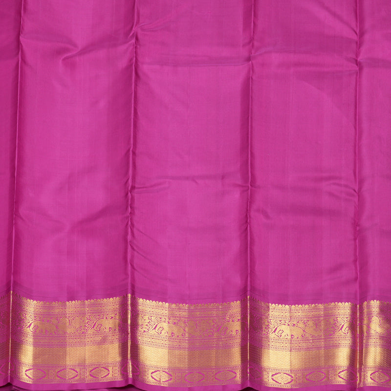 Hayagrivas Handloom Parrot Green Kanjivaram Silk Saree with Magenta Border KBF211E5-1