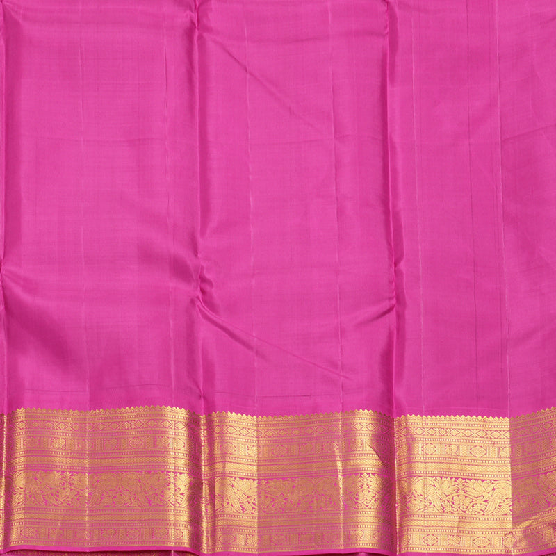 Hayagrivas Handloom Bottle Green Kanjivaram Silk Saree with Rani Pink Border KBF211E5-2
