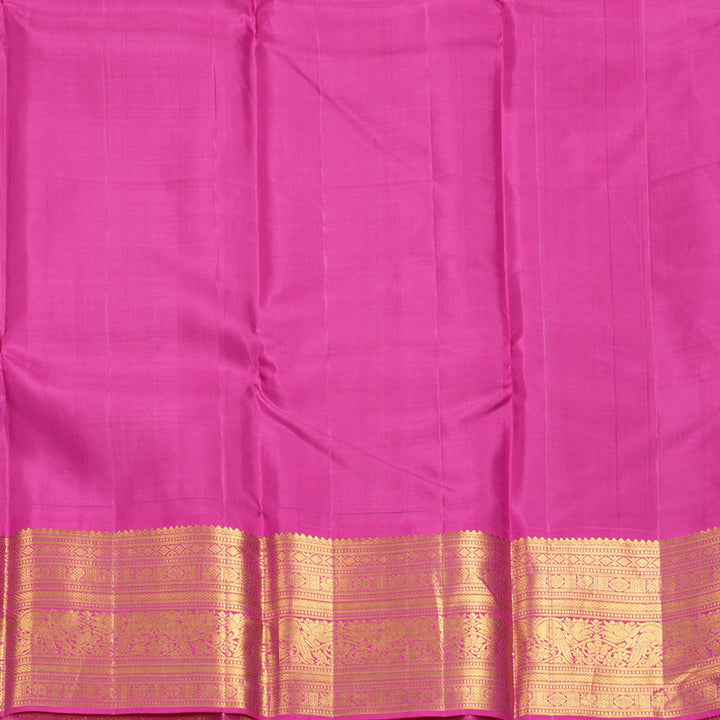 Hayagrivas Handloom Bottle Green Kanjivaram Silk Saree with Rani Pink Border KBF211E5-2