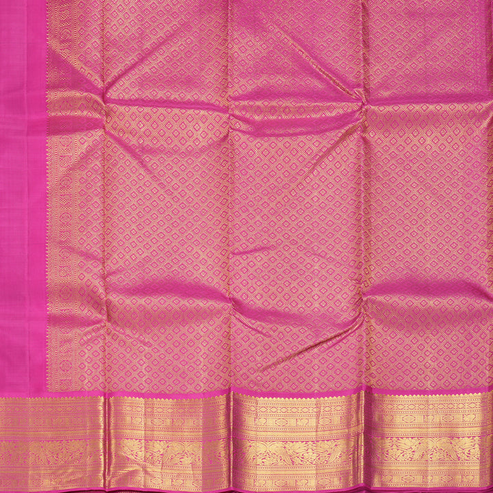 Hayagrivas Handloom Bottle Green Kanjivaram Silk Saree with Rani Pink Border KBF211E5-2