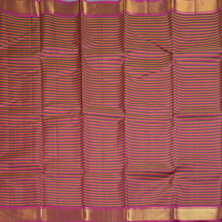 Hayagrivas Handloom Multicolour Checks Kanjivaram Silk Saree with Rani Pink Border KBF211E6-1