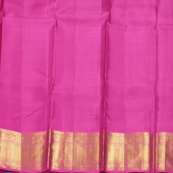 Hayagrivas Handloom Dark Blue Kanjivaram Silk Saree with Pink Border KBF211E8-1