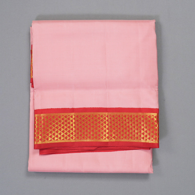 Hayagrivas Handloom Peach Pink Ten Yards Silk Saree KBF212E18-1