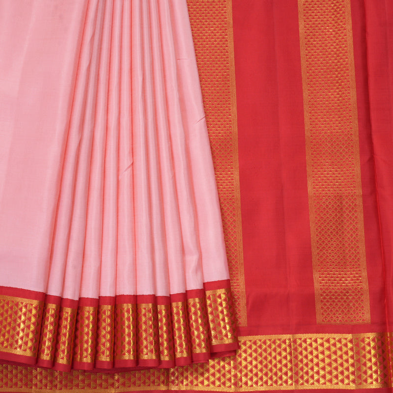 Hayagrivas Handloom Peach Pink Ten Yards Silk Saree KBF212E18-1