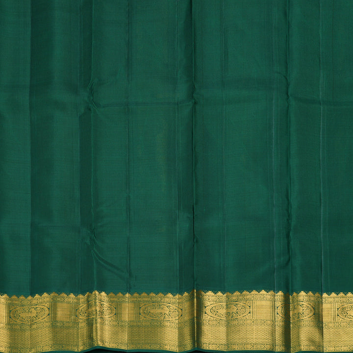 Hayagrivas Handloom Lemon Yellow Kanjivaram Silk Saree with Bottle Green Border KBF213E2-1