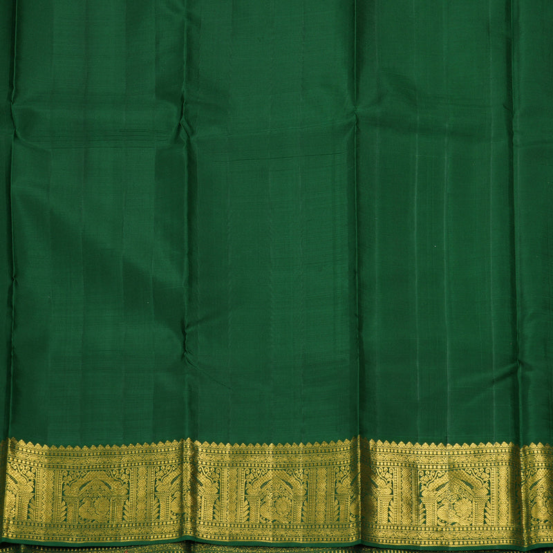 Hayagrivas Handloom Rose Pink Kanjivaram Silk Saree with Bottle Green Border KBF213E2-3