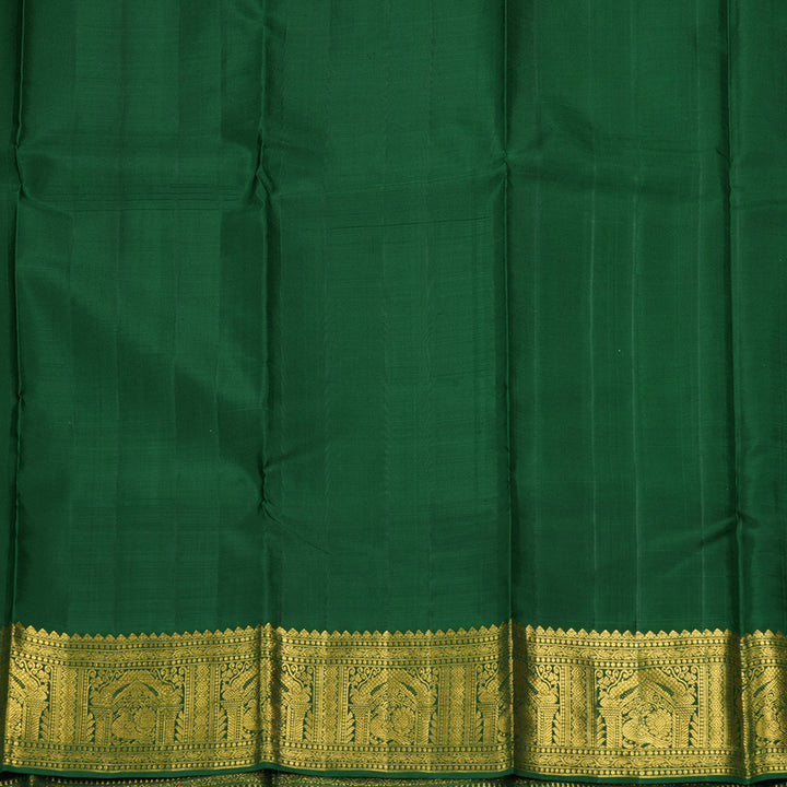 Hayagrivas Handloom Rose Pink Kanjivaram Silk Saree with Bottle Green Border KBF213E2-3