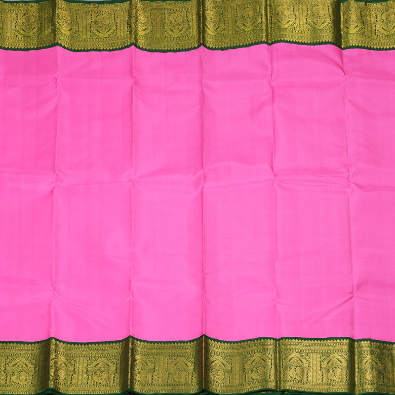 Hayagrivas Handloom Rose Pink Kanjivaram Silk Saree with Bottle Green Border KBF213E2-3