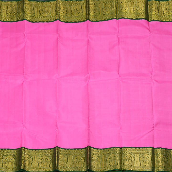 Hayagrivas Handloom Rose Pink Kanjivaram Silk Saree with Bottle Green Border KBF213E2-3