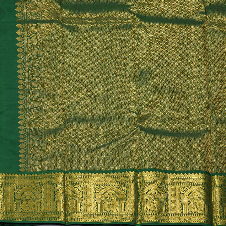 Hayagrivas Handloom Rose Pink Kanjivaram Silk Saree with Bottle Green Border KBF213E2-3