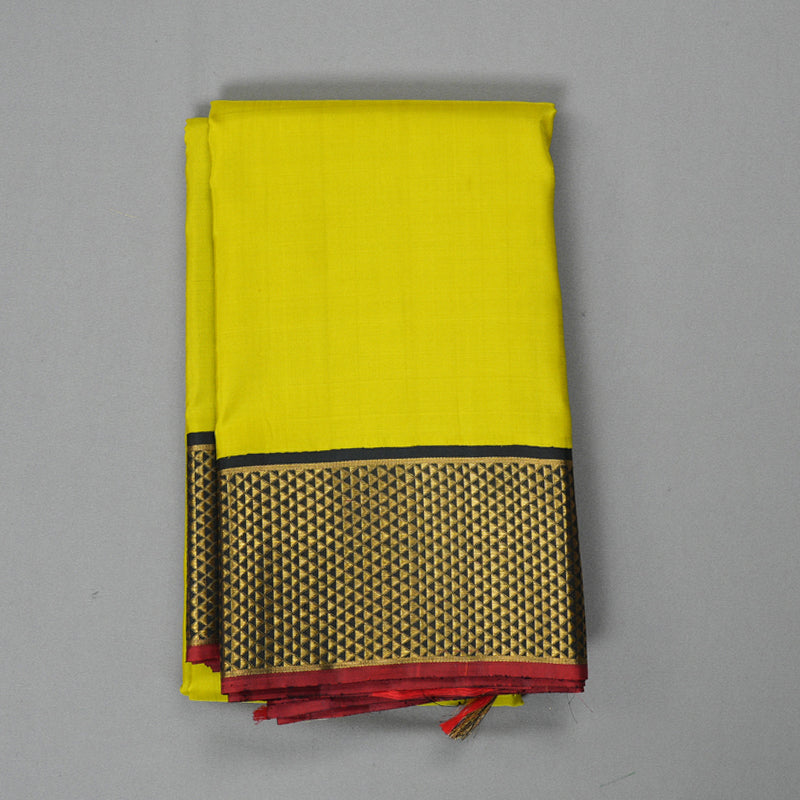Hayagrivas Handloom Lime Green Kanjivaram Silk Saree with Black Border KBF213E2-4