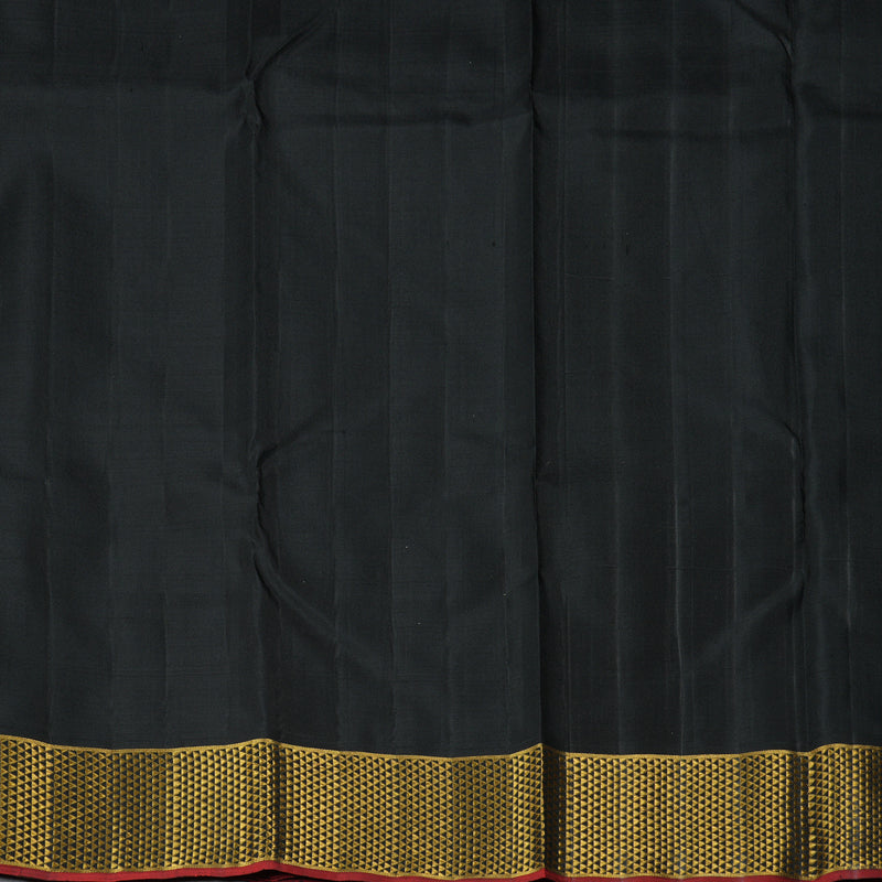 Hayagrivas Handloom Lime Green Kanjivaram Silk Saree with Black Border KBF213E2-4