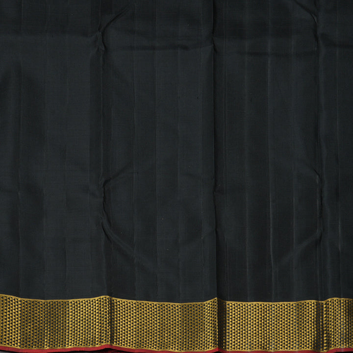Hayagrivas Handloom Lime Green Kanjivaram Silk Saree with Black Border KBF213E2-4