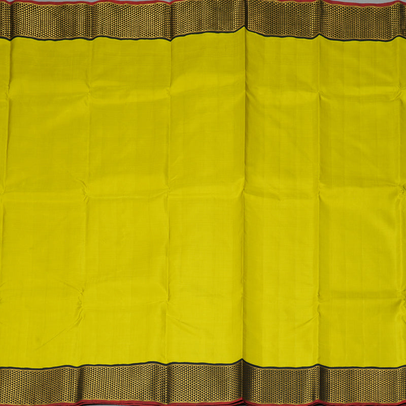 Hayagrivas Handloom Lime Green Kanjivaram Silk Saree with Black Border KBF213E2-4