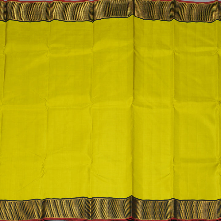 Hayagrivas Handloom Lime Green Kanjivaram Silk Saree with Black Border KBF213E2-4