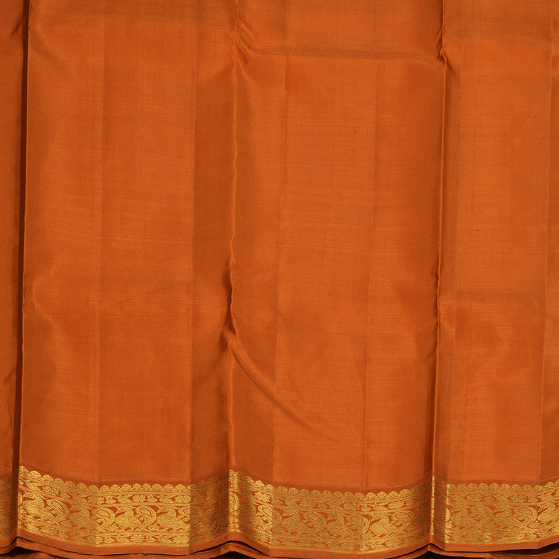 Hayagrivas Handloom Mild Peach Kanjivaram Silk Saree with Rust Orange KBF213E3-2