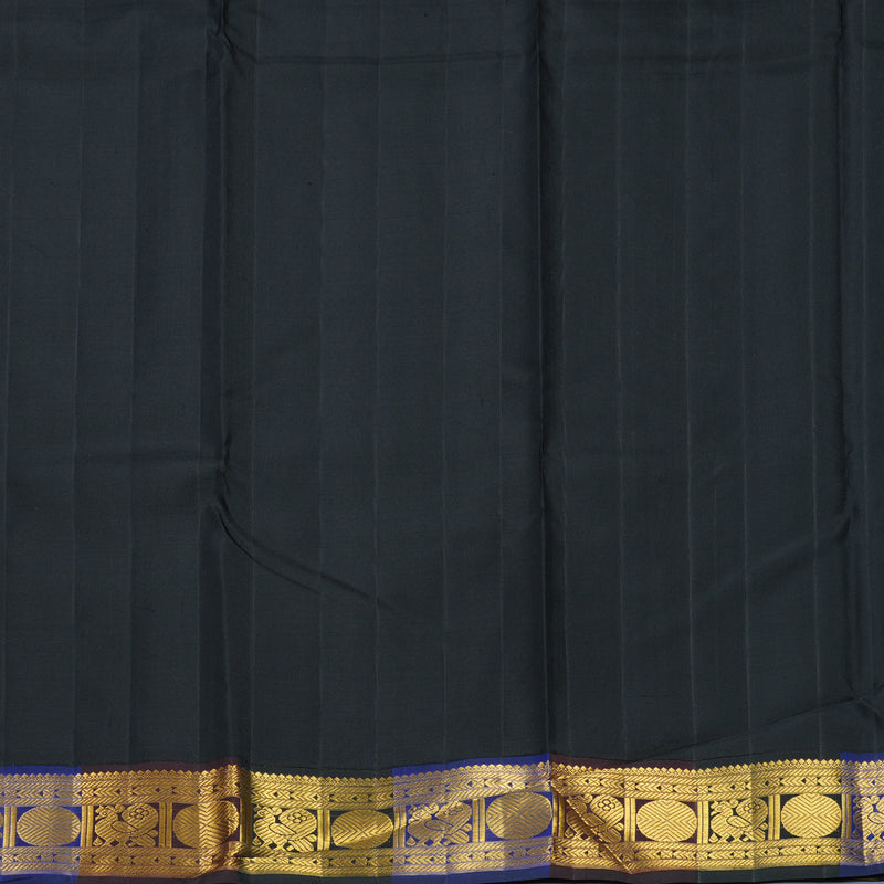 Hayagrivas Handloom Parrot Green Kanjivaram Silk Saree with Multicolour Border KBF213E4-1