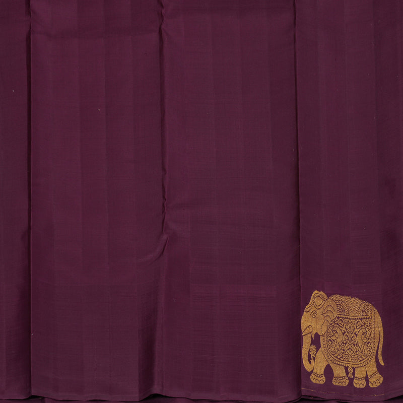 Hayagrivas Handloom Rust Kanjivaram Silk Saree with Plum Purple Border KBF213E6-1