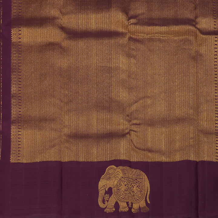 Hayagrivas Handloom Rust Kanjivaram Silk Saree with Plum Purple Border KBF213E6-1