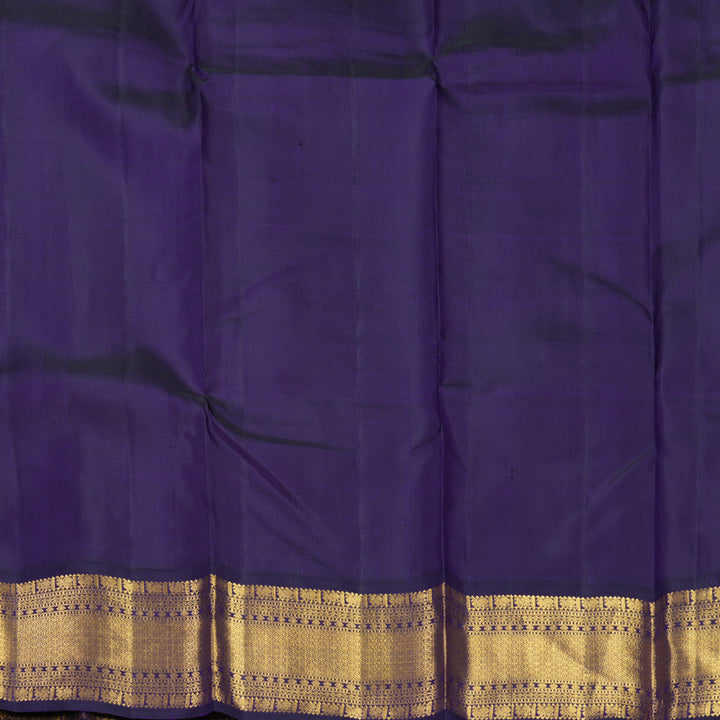 Hayagrivas Handloom Yellow Kanjivaram Silk Saree with Brinjal Purple Border KBF214E12-1
