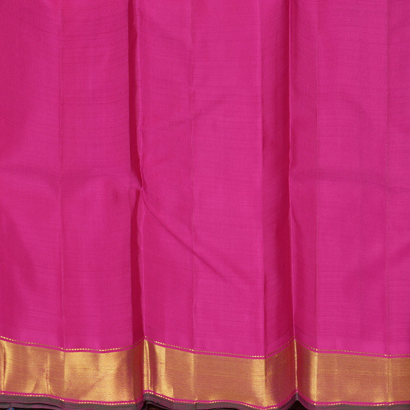 Hayagrivas Handloom Purple & Blue Podi Checks Kanjivaram Silk Saree with Pink Border KBF215E1-1