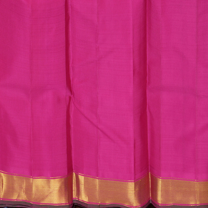 Hayagrivas Handloom Purple & Blue Podi Checks Kanjivaram Silk Saree with Pink Border KBF215E1-1