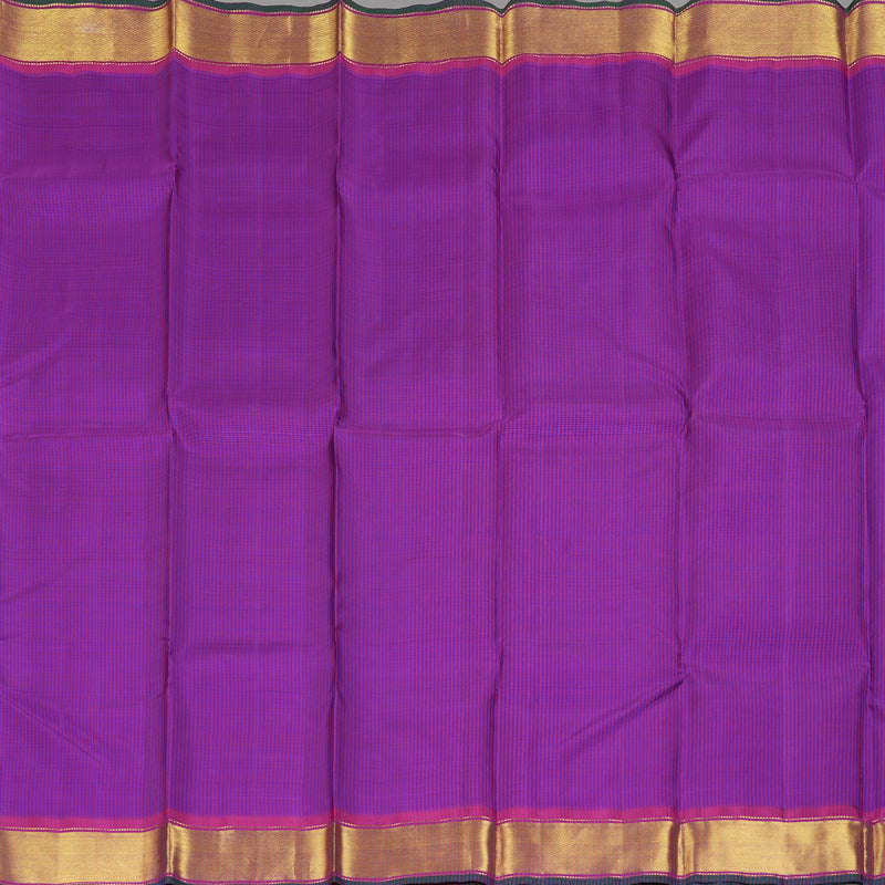 Hayagrivas Handloom Purple & Blue Podi Checks Kanjivaram Silk Saree with Pink Border KBF215E1-1