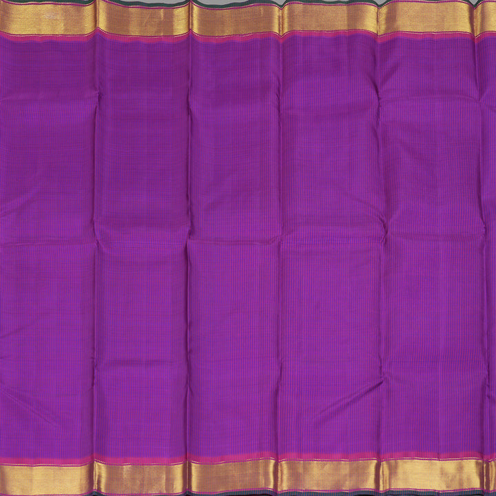 Hayagrivas Handloom Purple & Blue Podi Checks Kanjivaram Silk Saree with Pink Border KBF215E1-1