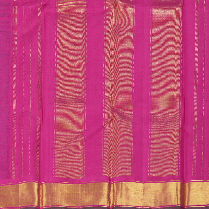 Hayagrivas Handloom Purple & Blue Podi Checks Kanjivaram Silk Saree with Pink Border KBF215E1-1