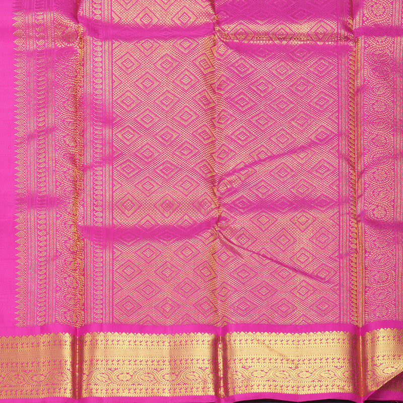 Hayagrivas Handloom Aqua Green Kanjivaram Silk Saree with Pink Border KBF215E12-1