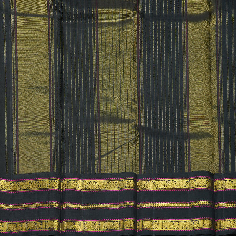 Hayagrivas Handloom Yellow Kanjivaram Silk Saree with Black Border KBF215E14-1