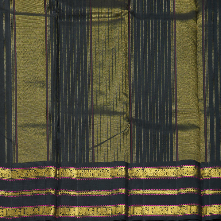 Hayagrivas Handloom Yellow Kanjivaram Silk Saree with Black Border KBF215E14-1