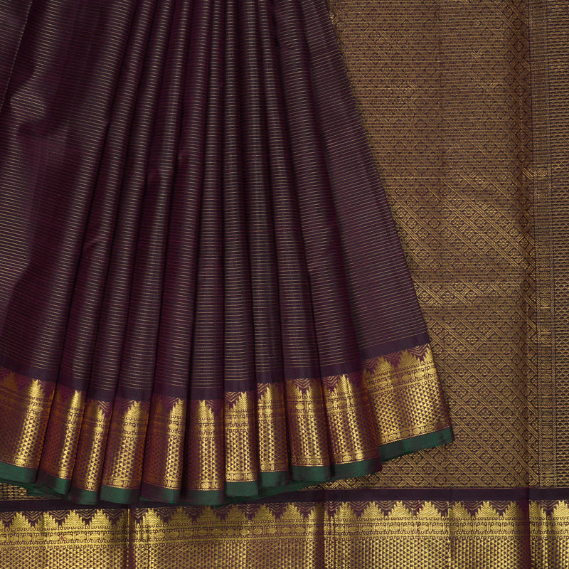 Hayagrivas Handloom Deep Violet Kanjivaram Silk Saree KBF215E2-1