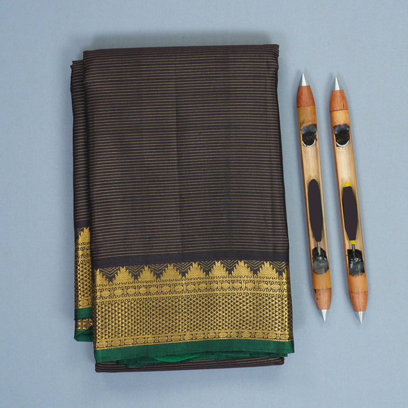 Hayagrivas Handloom Kanchana Brown Kanjivaram Silk Saree KBF215E3-1