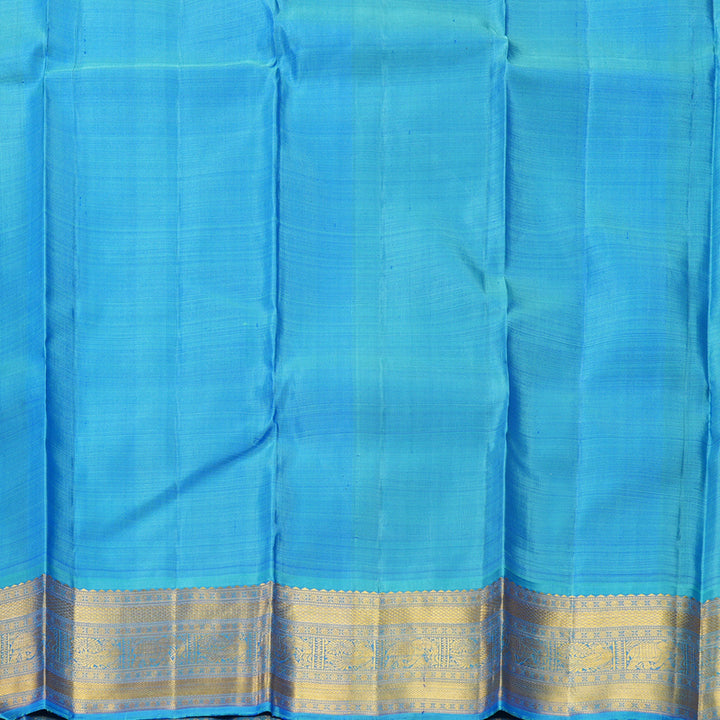 Hayagrivas Handloom MS Blue Kanjivaram Silk Saree with Sky Blue Border KBF215E5-1