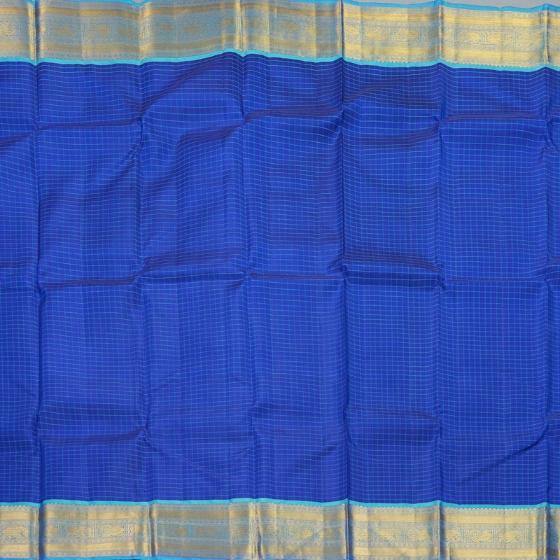Hayagrivas Handloom MS Blue Kanjivaram Silk Saree with Sky Blue Border KBF215E5-1