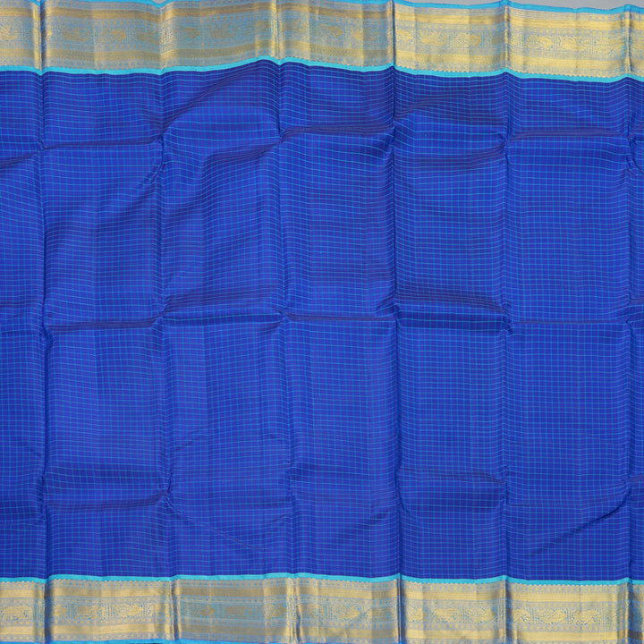 Hayagrivas Handloom MS Blue Kanjivaram Silk Saree with Sky Blue Border KBF215E5-1