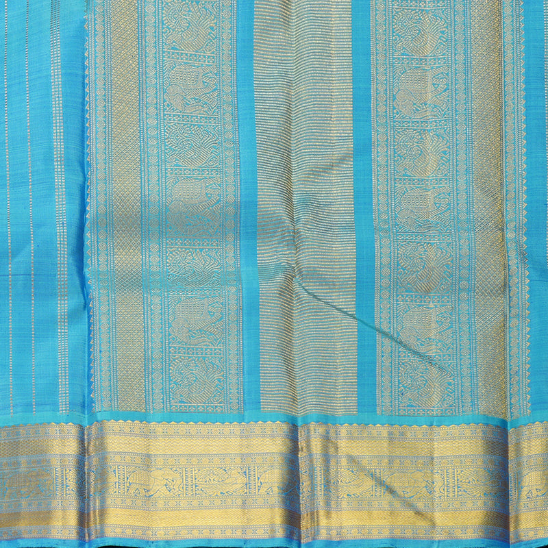 Hayagrivas Handloom MS Blue Kanjivaram Silk Saree with Sky Blue Border KBF215E5-1