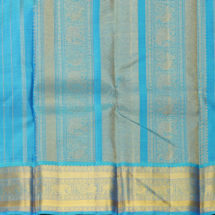 Hayagrivas Handloom MS Blue Kanjivaram Silk Saree with Sky Blue Border KBF215E5-1