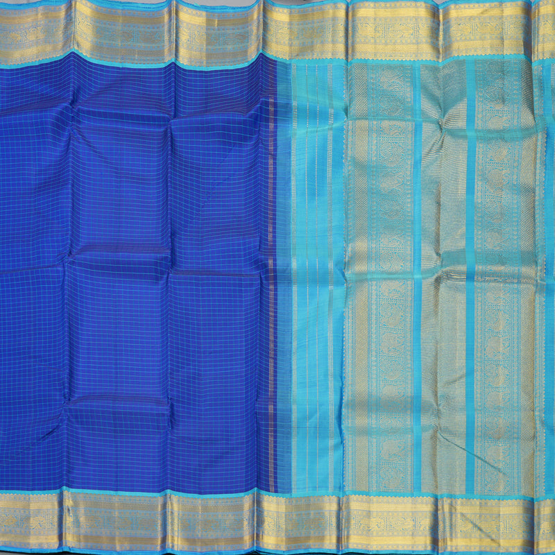 Hayagrivas Handloom MS Blue Kanjivaram Silk Saree with Sky Blue Border KBF215E5-1
