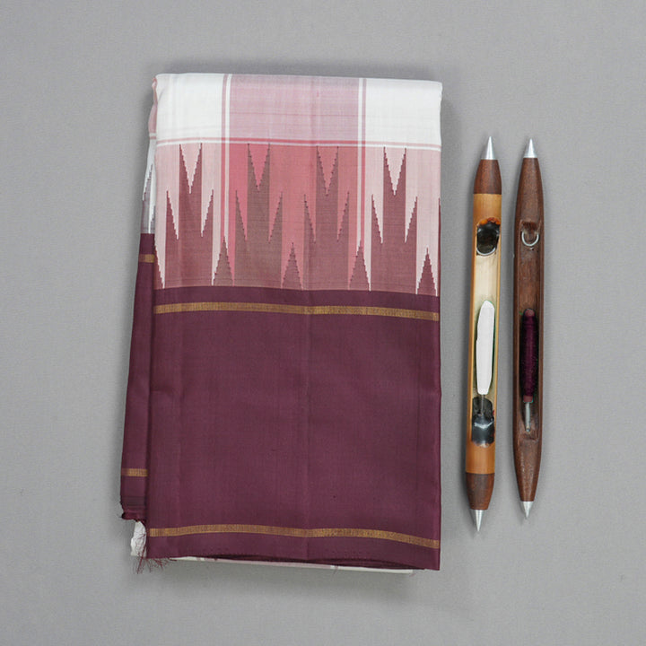 Hayagrivas Handloom Multicolour Checks Kanjivaram Silk Saree with Burgundy Border KBF215E6-1