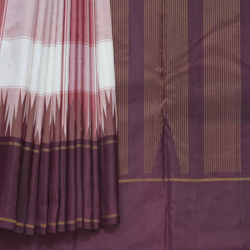Hayagrivas Handloom Multicolour Checks Kanjivaram Silk Saree with Burgundy Border KBF215E6-1