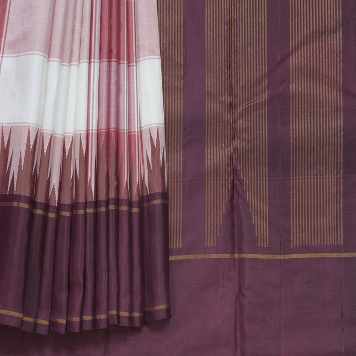 Hayagrivas Handloom Multicolour Checks Kanjivaram Silk Saree with Burgundy Border KBF215E6-1