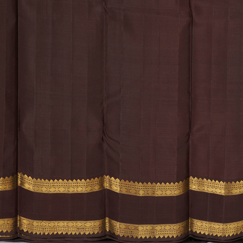 Hayagrivas Handloom Orange Kanjivaram Silk Saree with Dark Brown Border KBF216E1-1